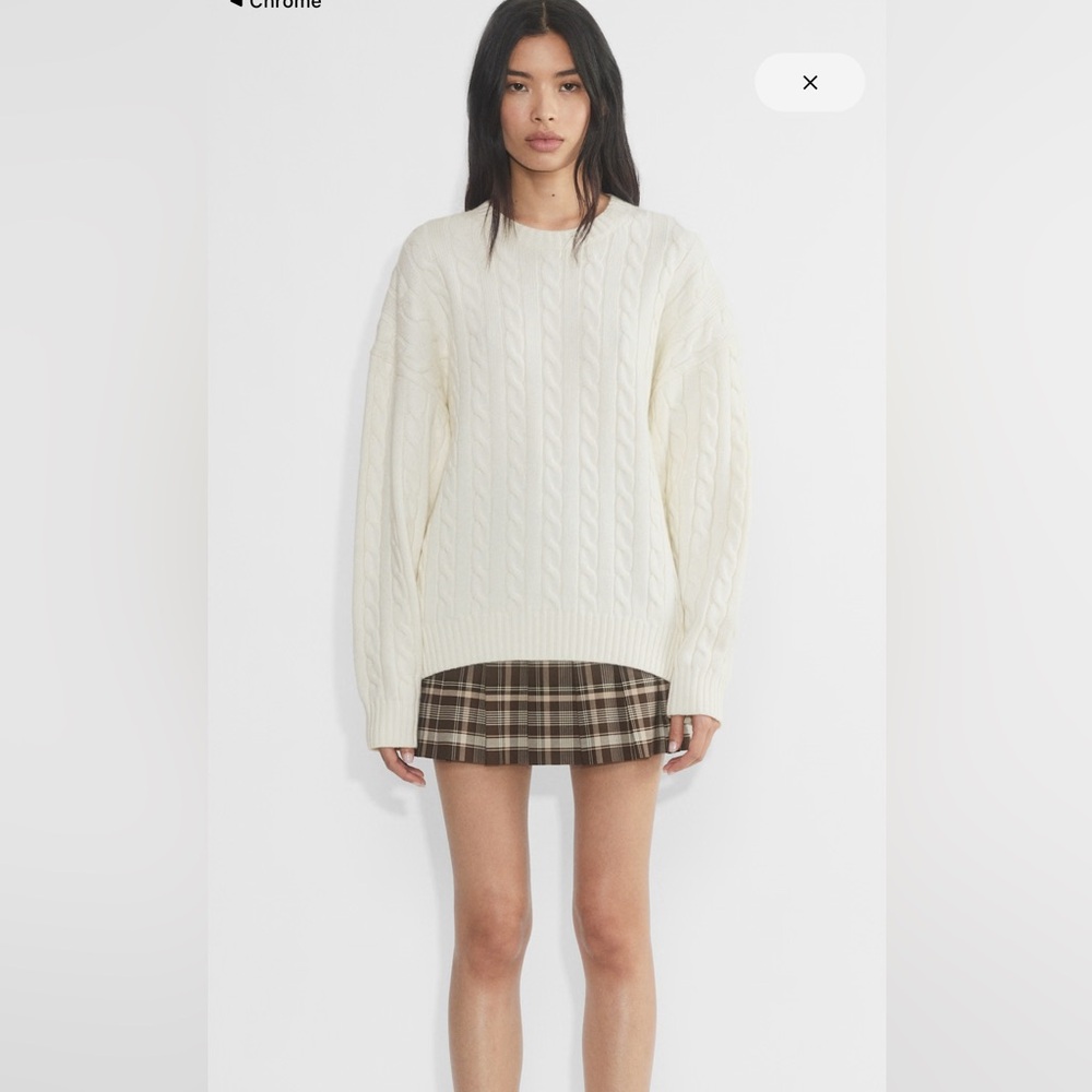 NWOT Aritzia Peggy Sweater Cable Knit Cream XS Oversized